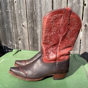Tony Lama Women's Vaquero Cowboy Boots Leather Western Boots Size 8.5B Red Brown